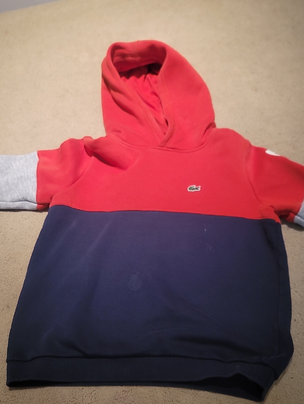 Lacoste Red and Navy Colorblock Hoodie